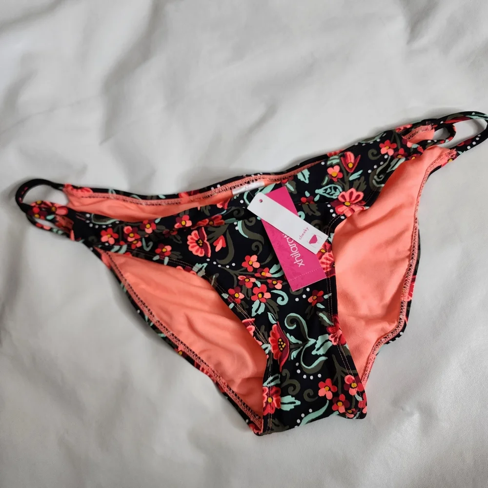 Xhilaration Swim Bikinis LOT of 3  Colorful Cheeky / High Leg Bottom Size XL NWT